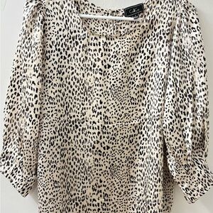 Cato Women's Animal Print Blouse - Black and Cream